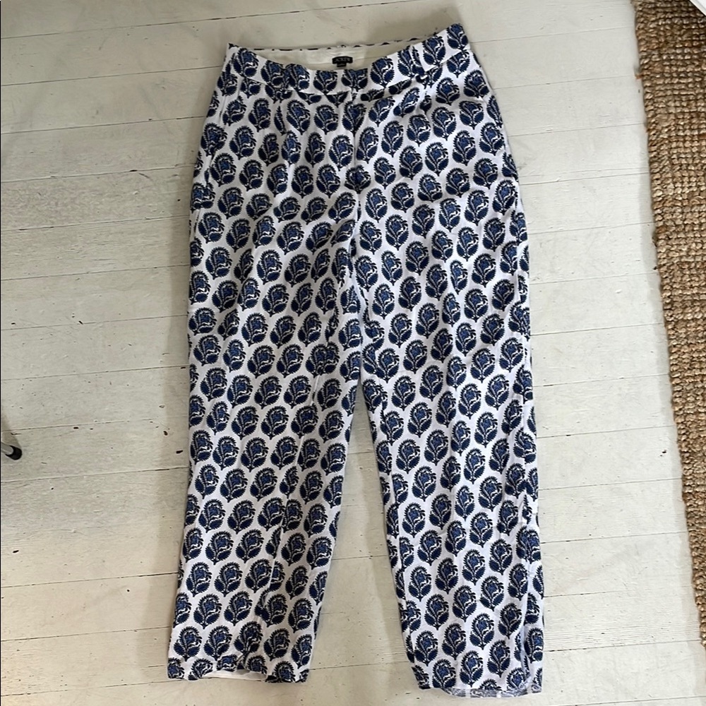 J. Crew Navy and White Floral Pants